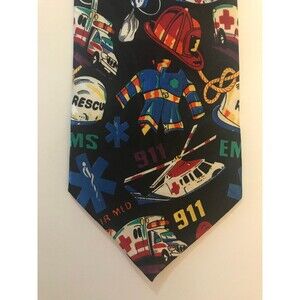 Vintage First Responders Themed Tie by Roberto Cellini * 57" long x 3.5" wide